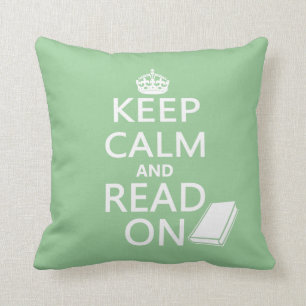 Behalten Sie Ruhe und lesen Sie an Kissen