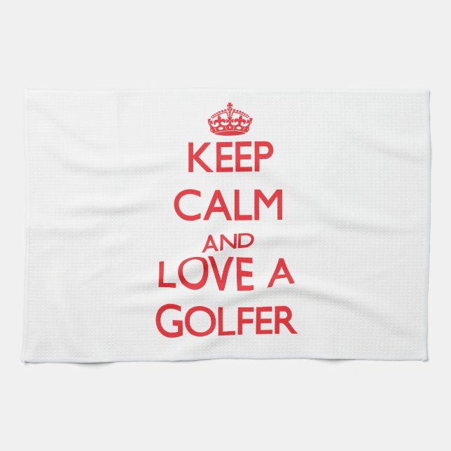 Behalten Sie Ruhe und Liebe ein Golfspieler Handtuch (Horizontal)