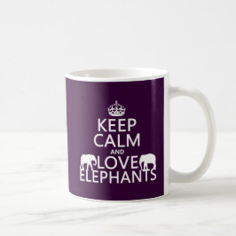 Behalten Sie Ruhe-und Liebe-Elefanten (irgendeine Tasse