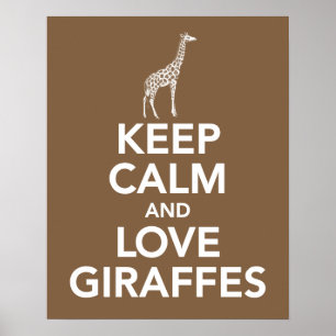 Behalten Sie Ruhe und Liebe-Giraffen drucken oder Poster
