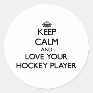 Behalten Sie Ruhe und Liebe Ihr Hockey-Spieler Runder Aufkleber