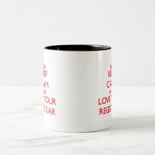 Behalten Sie Ruhe und Liebe Ihr Standesbeamter Zweifarbige Tasse