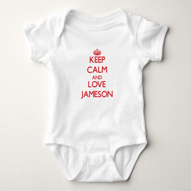 Behalten Sie Ruhe und Liebe Jameson Baby Strampler (Vorderseite)