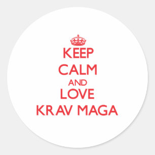 Behalten Sie Ruhe und Liebe Krav Maga Runder Aufkleber