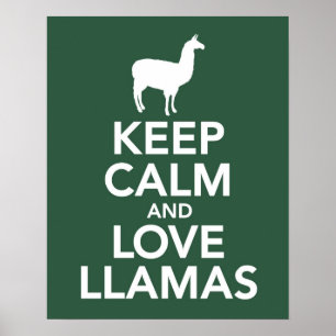 Behalten Sie Ruhe und Liebe-Lamas drucken oder Poster
