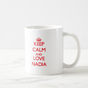 Behalten Sie Ruhe und Liebe Nadia Kaffeetasse