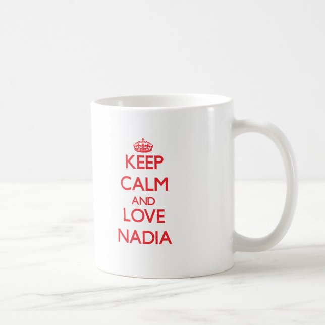 Behalten Sie Ruhe und Liebe Nadia Kaffeetasse (Rechts)