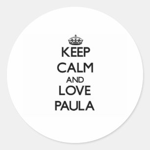 Behalten Sie Ruhe und Liebe Paula Runder Aufkleber