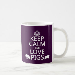 Behalten Sie Ruhe-und Liebe-Schweine (alle Farben) Tasse