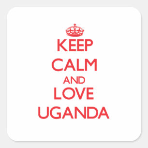 Behalten Sie Ruhe und Liebe Uganda Quadratischer Aufkleber