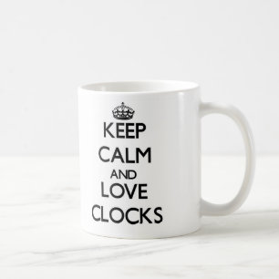 Behalten Sie Ruhe und Liebe Uhren Kaffeetasse