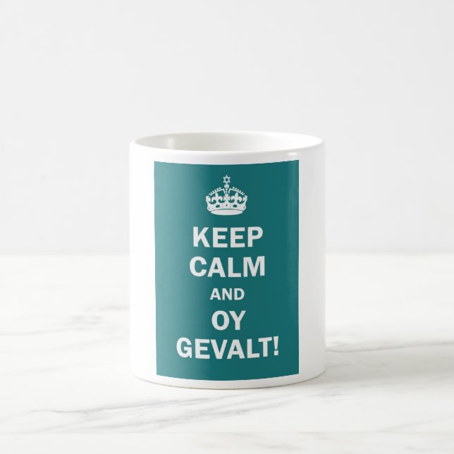 "Behalten Sie Ruhe und Oy Gevalt! " Kaffeetasse (Mittel)