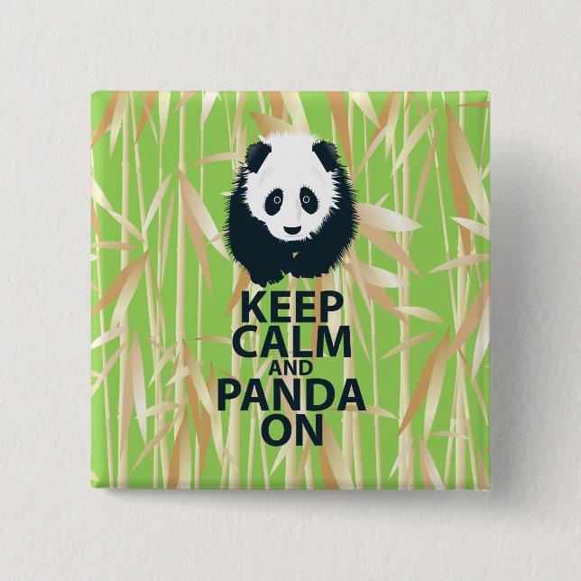Behalten Sie Ruhe und Panda auf ursprünglichem Button (Vorderseite)