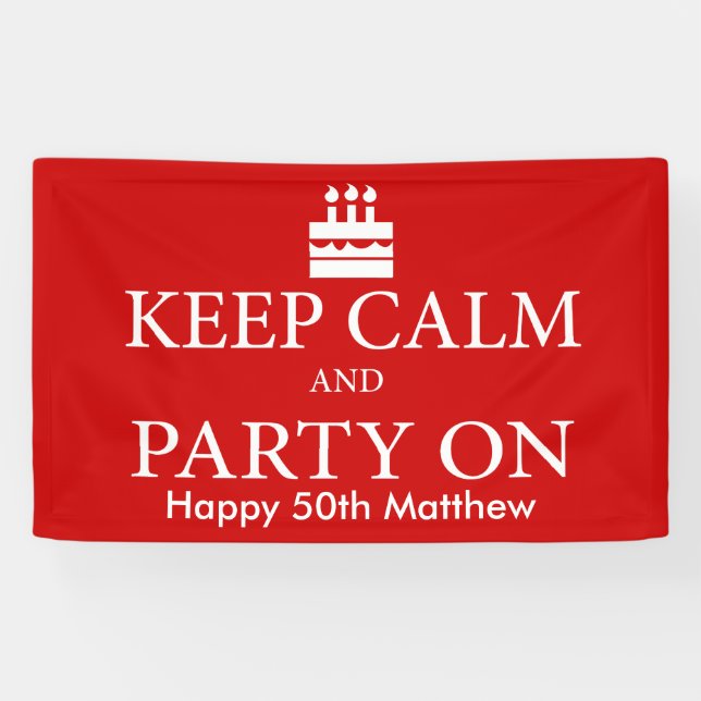 Behalten Sie Ruhe und Party an Banner (Horizontal)