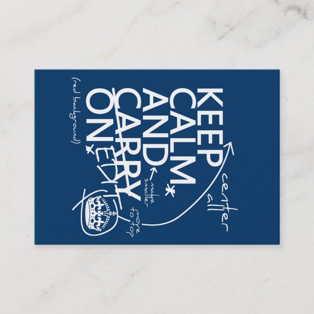 Behalten Sie Ruhe und redigieren Sie auf (in Visitenkarte (Vorderseite)