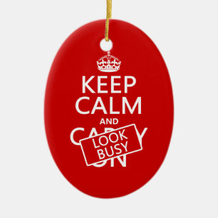 Behalten Sie Ruhe und schauen Sie beschäftigt Keramikornament