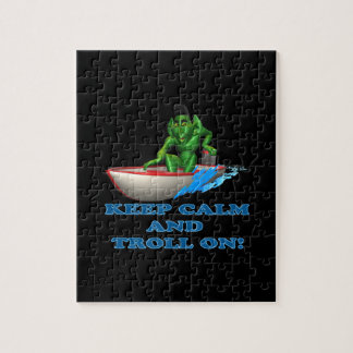 Behalten Sie Ruhe und Schleppangel an Puzzle