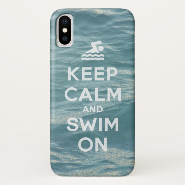 Behalten Sie Ruhe und schwimmen Sie auf lustigem Case-Mate iPhone Hülle (Rückseite)