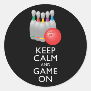 BEHALTEN Sie RUHE UND SPIEL AN - Bowling Runder Aufkleber