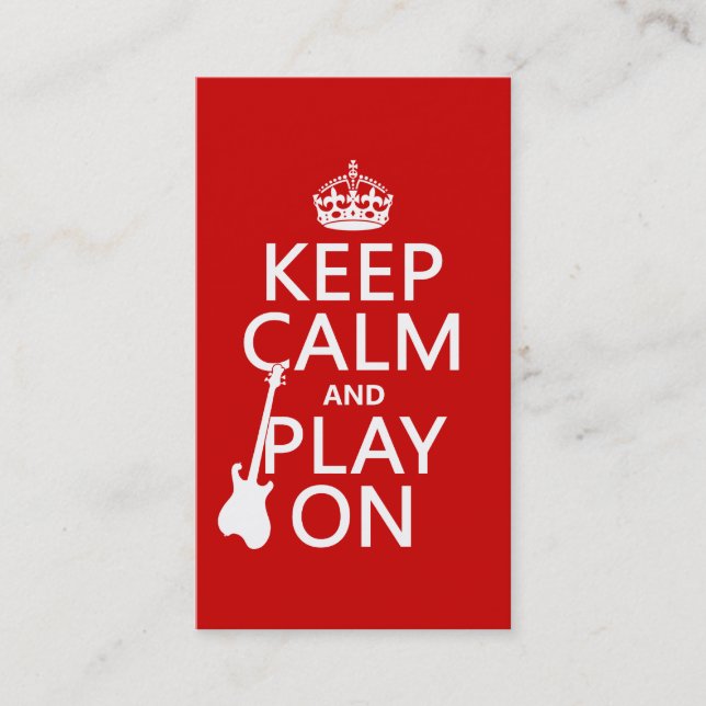Behalten Sie Ruhe und Spiel auf (Gitarre) Visitenkarte (Vorderseite)