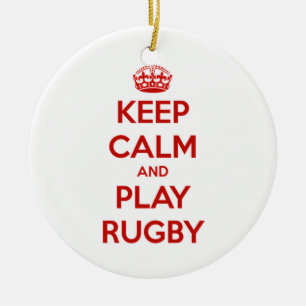 Behalten Sie Ruhe-und Spiel-Rugby Keramikornament