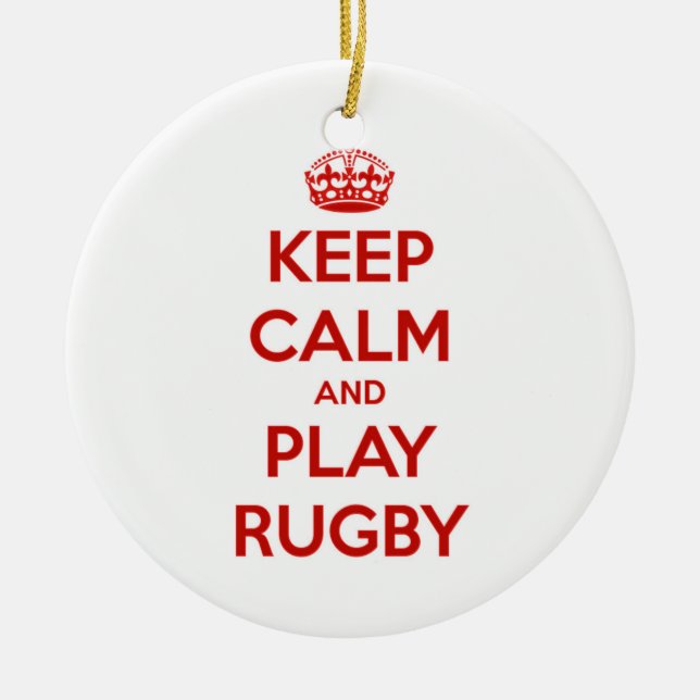Behalten Sie Ruhe-und Spiel-Rugby Keramikornament (Vorne)