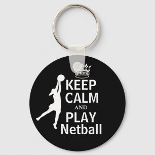 Behalten Sie Ruhe und Spielnetball-Entwurf Schlüsselanhänger