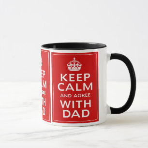 Behalten Sie Ruhe und stimmen Sie mit Vater Tasse