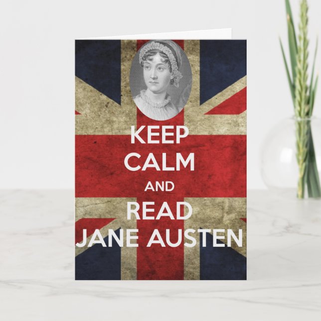 Behalten Sie ruhig und lesen Sie Jane Austen Karte (Vorderseite)