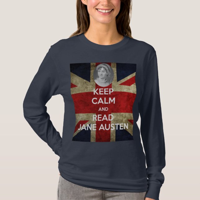 Behalten Sie ruhig und lesen Sie Jane Austen mit T-Shirt (Vorderseite)