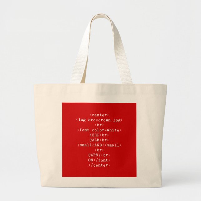 Behalten Sie ruhig und machen Sie HTML weiter (in Jumbo Stoffbeutel (Vorne)