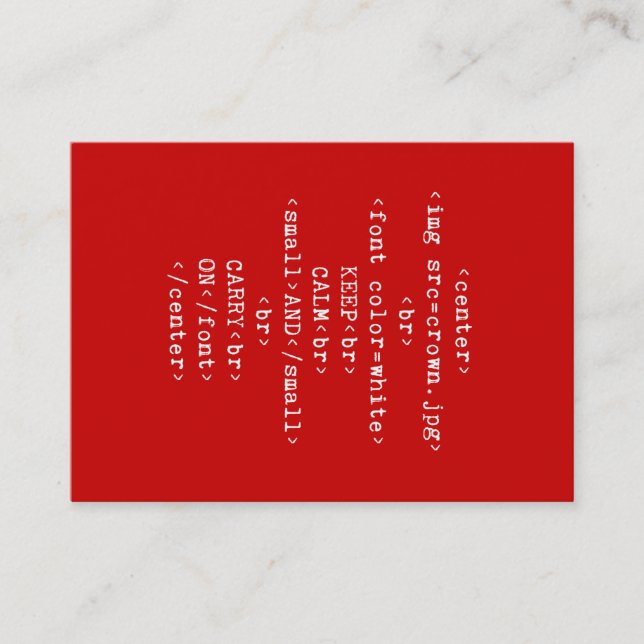 Behalten Sie ruhig und machen Sie HTML weiter (in Visitenkarte (Vorderseite)