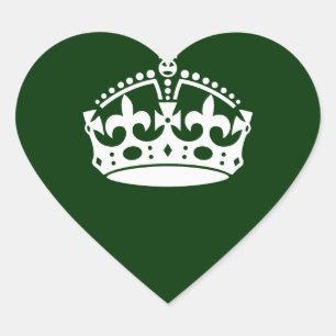 BEHALTEN Sie RUHIGE KRONE auf Waldgrün, dieses Herz-Aufkleber
