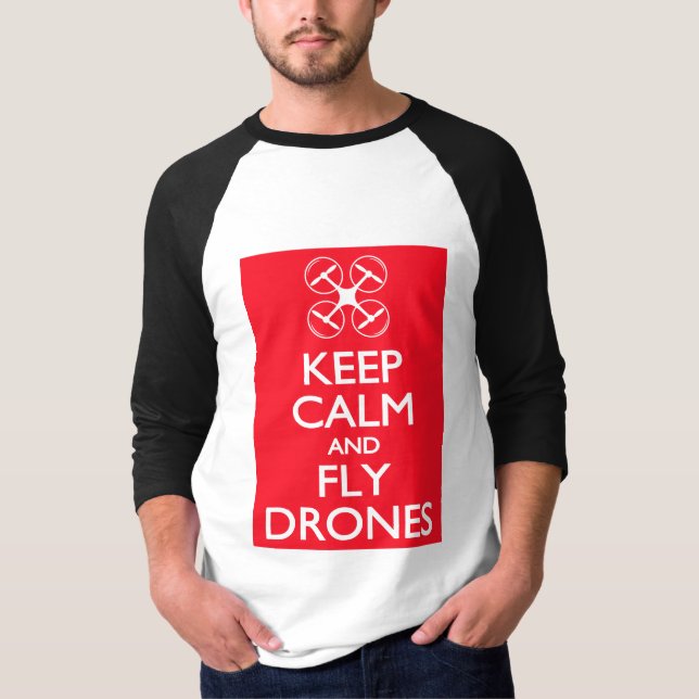 Behalten Sie ruhige und Fliegen-Drohnen T-Shirt (Vorderseite)