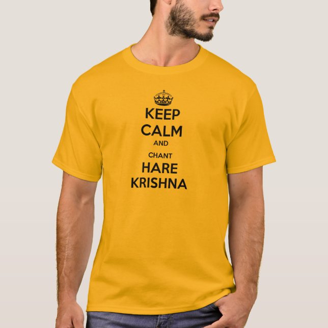Behalten Sie ruhige und Gesang-Hasen Krishna T-Shirt (Vorderseite)