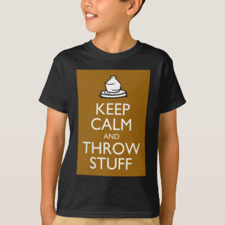 Behalten Sie ruhiges und Throw-Material T-Shirt
