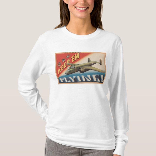 Behalten Sie sie mittlerer Bomber Flying/B-25 T-Shirt (Vorderseite)