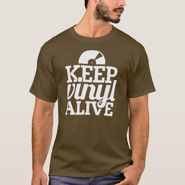 Behalten Sie Vinyllebendigen T - Shirt - Brown (Vorderseite)