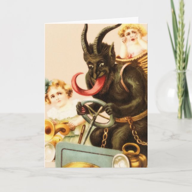 Behalten von Krampus Feiertagskarte (Vorderseite)