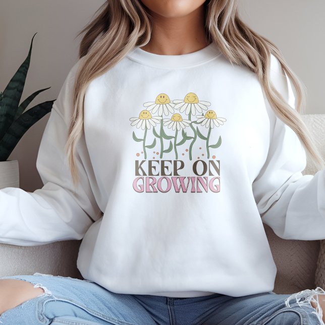 Behaltend auf wachsender positiver Quotes Retro-Bl Sweatshirt (Von Creator hochgeladen)