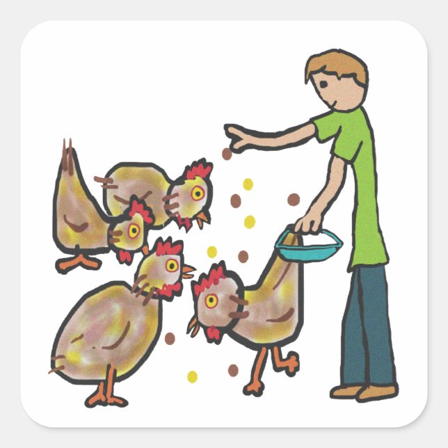Behaltend Hühnchen Quadratischer Aufkleber (Vorderseite)