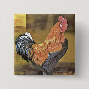 Behaltend Hühner auf dem Bauernhof Kunst Button