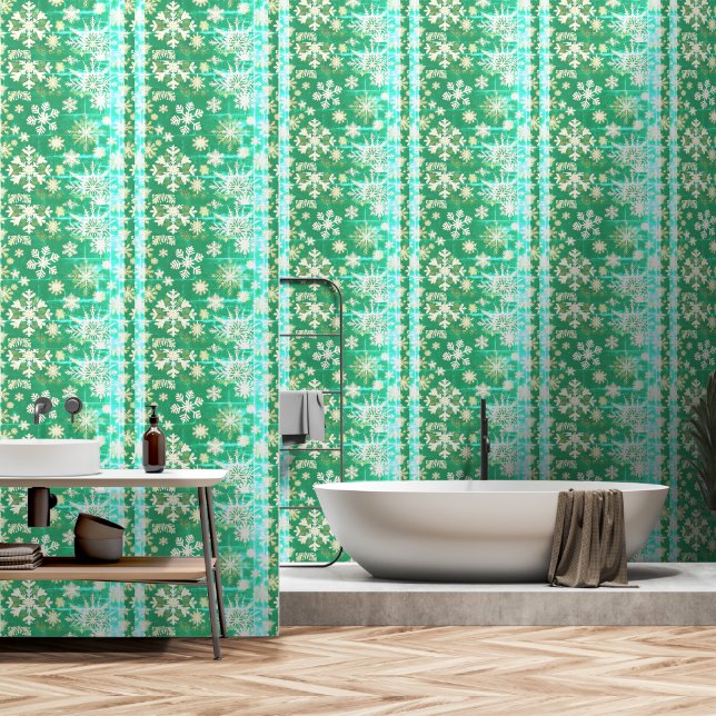 BEHANDLUNG MIT CHRISTMAS SNOWFLAKE WALLPAPER TAPETE (Badezimmer)