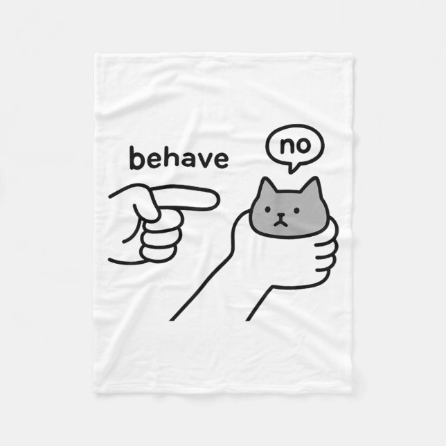 Behave No Funny Cat Meme Cartoon Design  Fleecedecke (Vorderseite)