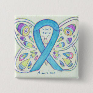 Behcet's Disease Awareness Butterfly Ribbon Button
