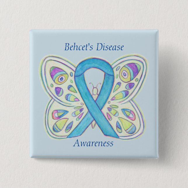 Behcet's Disease Awareness Butterfly Ribbon Button (Vorderseite)
