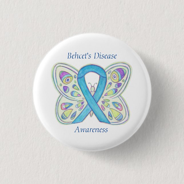 Behcet's Disease Awareness Butterfly Ribbon Button (Vorderseite)