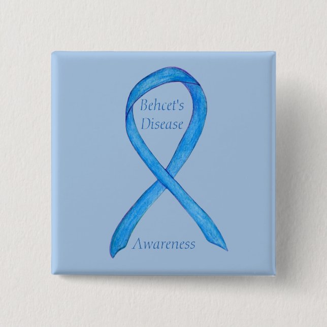 Behcet's Disease Awareness Custom Ribbon Art Butto Button (Vorderseite)