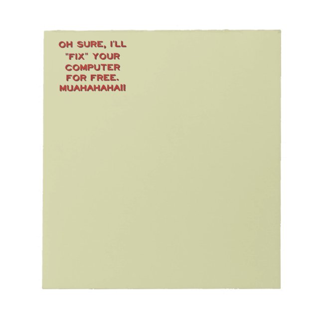 Beheben Sie Ihren Computer kostenlos? Notizblock (Vorderseite)