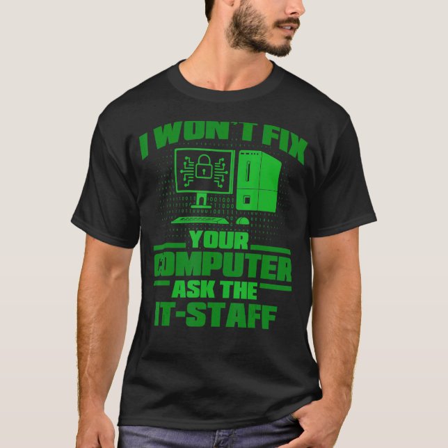 Beheben von Computer Gefragt IT-Mitarbeiter, Cyber T-Shirt (Vorderseite)